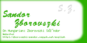 sandor zborovszki business card